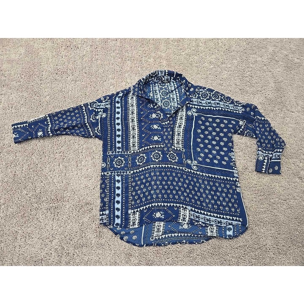 Zara Blouse Womens Small Oversized (Fits Large) Paisley Patchwork Tunic Relaxed
